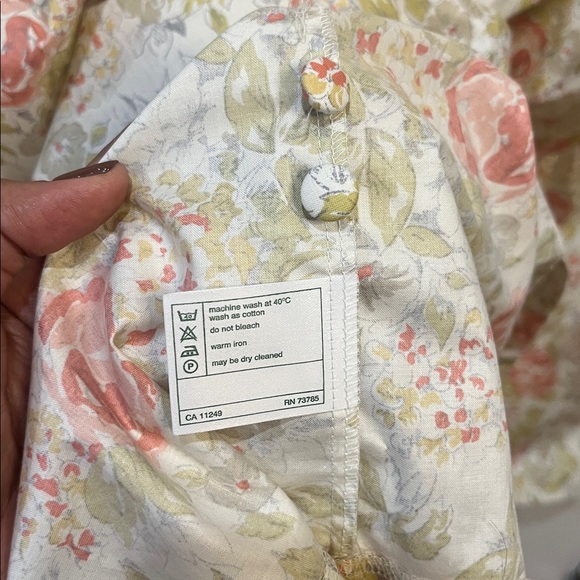 Vtg 90s Laura Ashley Floral Dress WITH TAGS Ecru Washed Coral Cottagecore - Picture 6 of 11